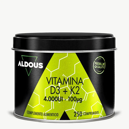 Vitamina D3 4.000 UI + K2 100 μg | Salud Ósea, Absorción de Calcio e Inmunidad | 250 Comprimidos (10652237168986)