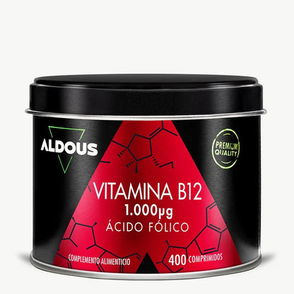 Vitamina B12 1000 μg con Ácido Fólico | Energía, Inmunidad y Función Psicológica | 400 Comprimidos (10652259909978)