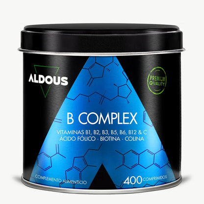 B Complex con Vitamina C, Ácido Fólico, Biotina y Colina | Metabolismo Energético y Función Psicológica | 400 Comprimidos (10652235071834)