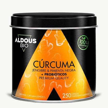 Cúrcuma Ecológica 1360 mg con Jengibre, Pimienta Negra y Probióticos | Digestión y Antiinflamatorio | 250 Cápsulas (10651451818330)