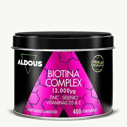 Biotina 12.000 μg con Zinc, Selenio, Vitamina D3 y E | Cabello, Piel y Uñas | 400 Comprimidos (10650973241690)