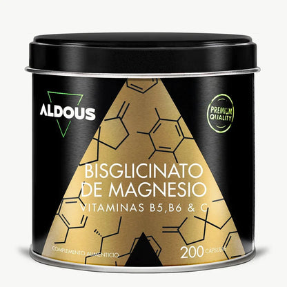 Bisglicinato de Magnesio 1470 mg con Vitamina C, B5 y B6 | Energía, Sueño y Reducción de Cansancio | 200 Cápsulas (10651499954522)