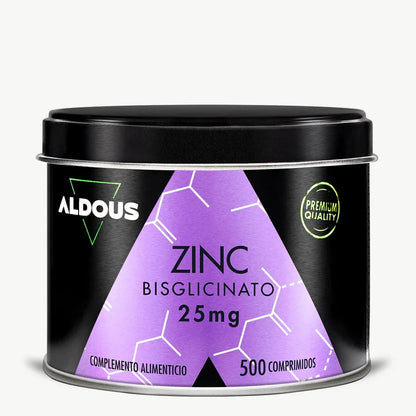 Bisglicinato de Zinc 25 mg | Sistema Inmunitario, Piel, Cabello y Uñas | 500 Comprimidos (10651539079514)