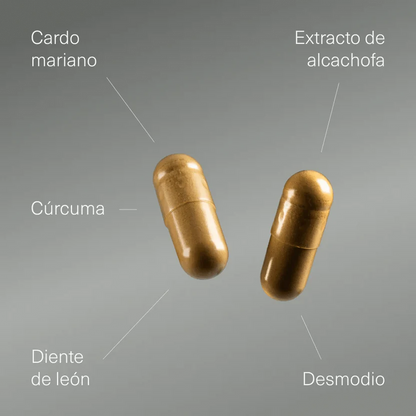 Cardo Mariano con Alcachofa, Cúrcuma, Diente de León y Desmodium | Apoyo Hepático y Depurativo | 150 Cápsulas (10651106247002)