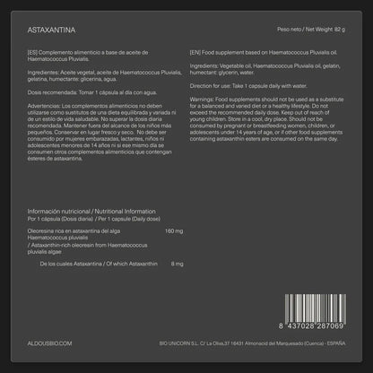 Astaxantina Natural 8 mg del Alga Haematococcus Pluvialis | Antioxidante Potente | 120 Cápsulas (10650972062042)