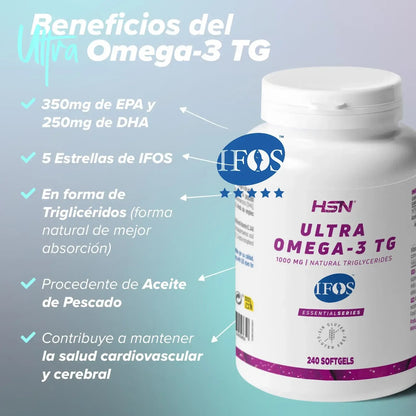 Ultra Omega-3 TG IFOS 1000 mg | Alta Concentración EPA + DHA | Salud Cardiovascular y Cerebral | EssentialSeries (10657565016410)