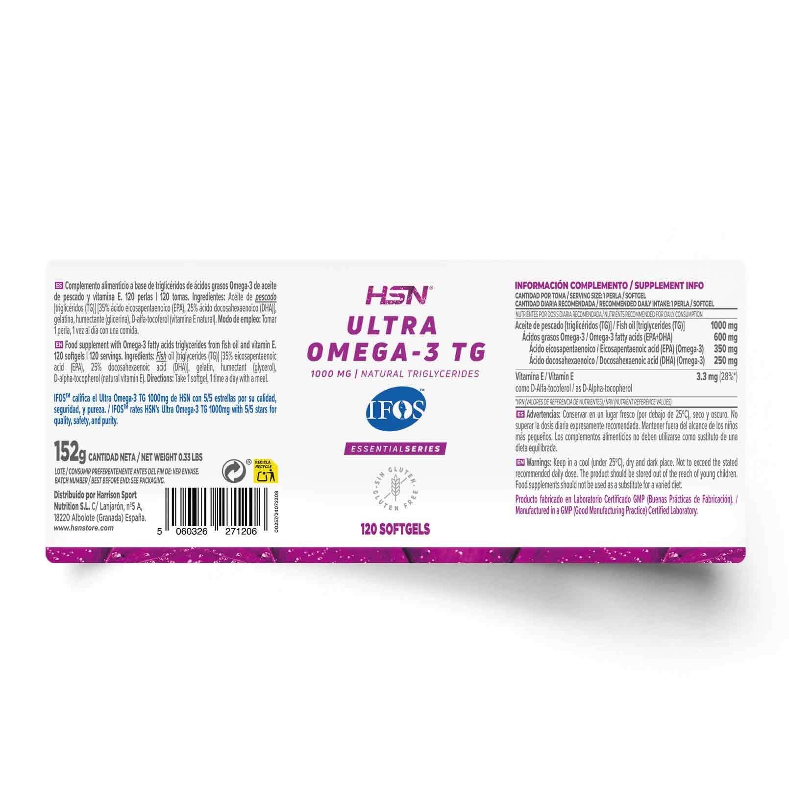 Ultra Omega-3 TG IFOS 1000 mg | Alta Concentración EPA + DHA | Salud Cardiovascular y Cerebral | EssentialSeries (10657565016410)