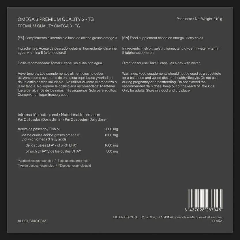 Omega-3 Premium 1500 mg EPA + DHA | Salud Cardiovascular y Cerebral | 150 Cápsulas (10651516895578)