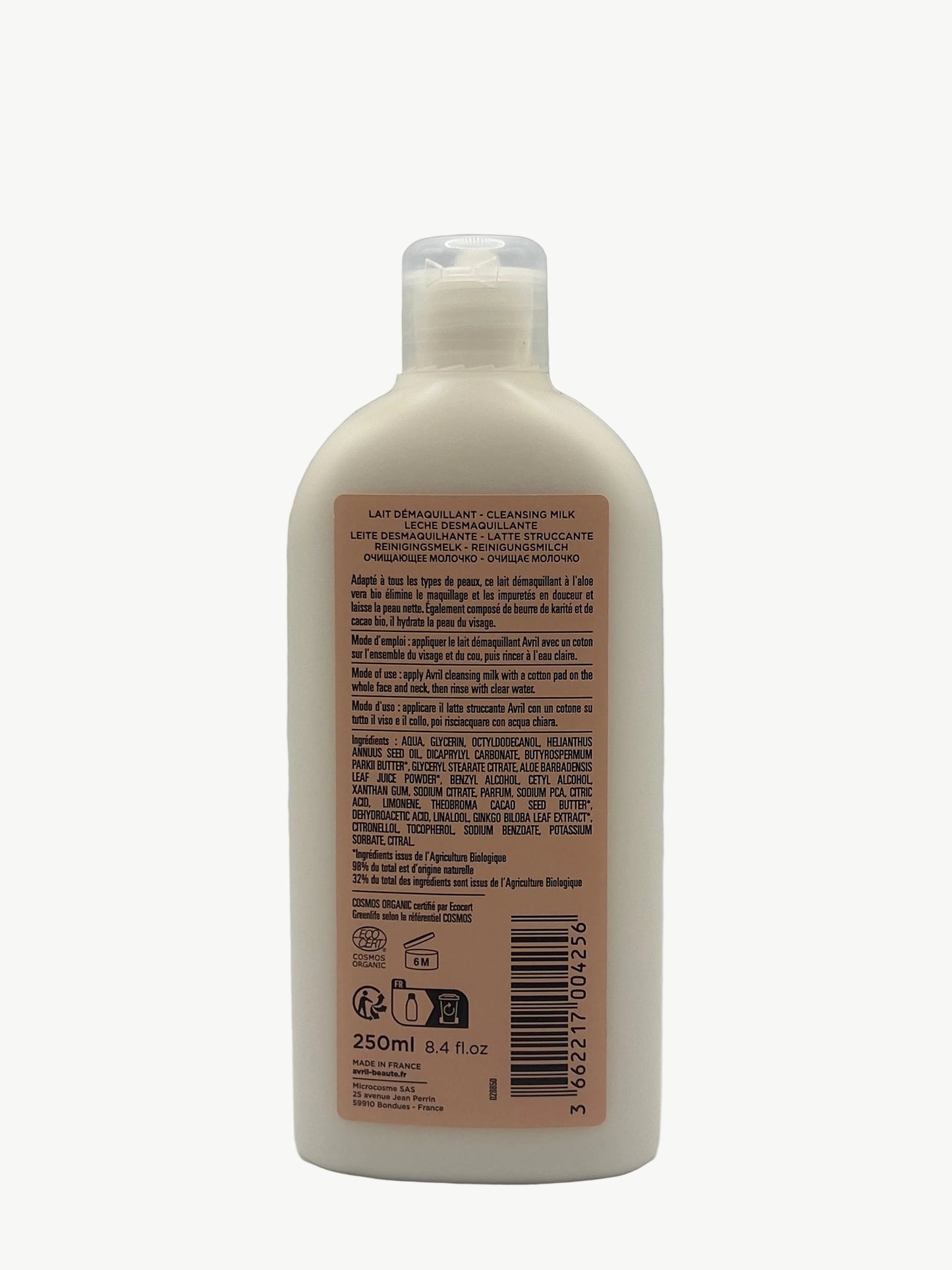 Leche limpiadora ecológica para pieles secas y sensibles