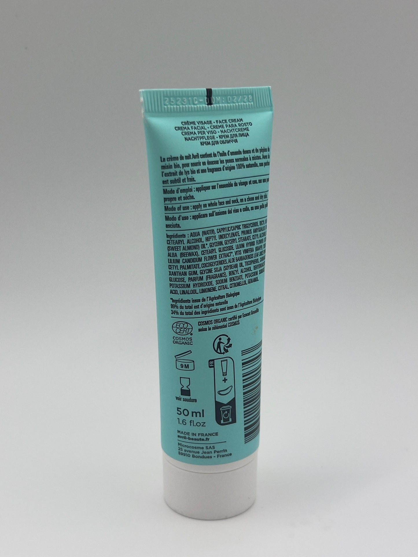 Crema de noche ecológica para pieles normales y mixtas