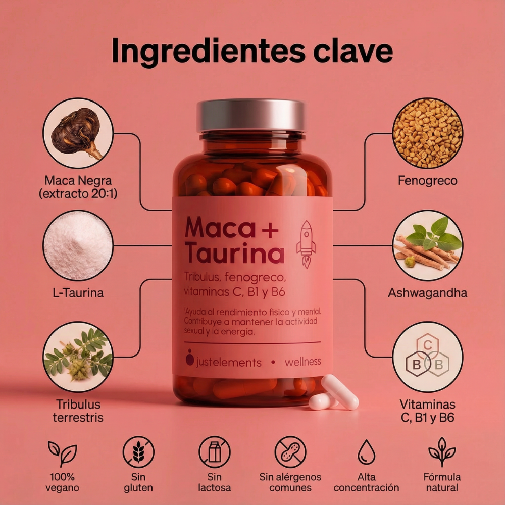 Maca y Taurina - Rendimiento físico, sexual y vitalidad